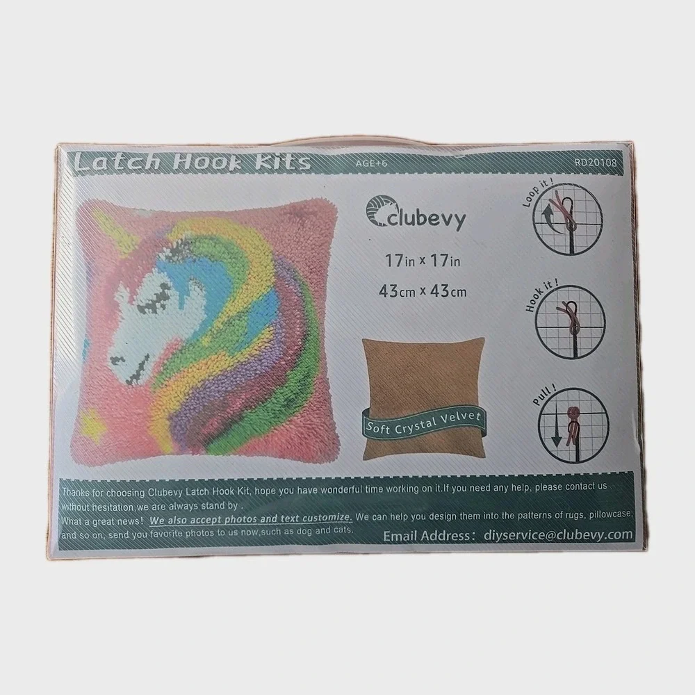 Latch Hook  Pillow Kit  By‎ Clubevy Pillow Open Package